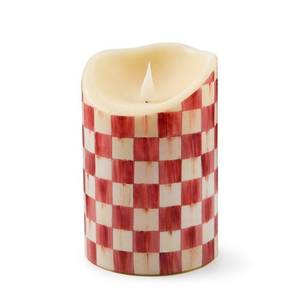 Cherry Check Flameless 6" Pillar Candle