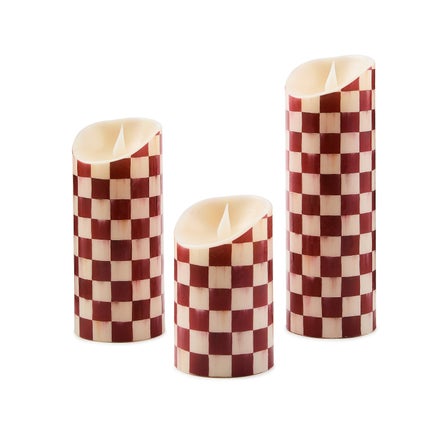 Cherry Check Flameless 7" Pillar Candle