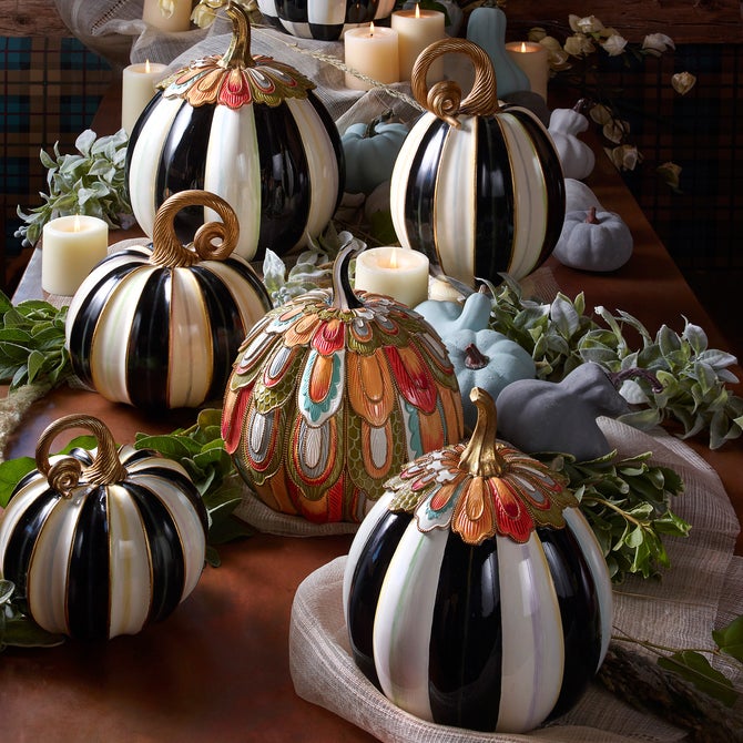 Elegant Stripe Pumpkins - Set of 3 image number 1