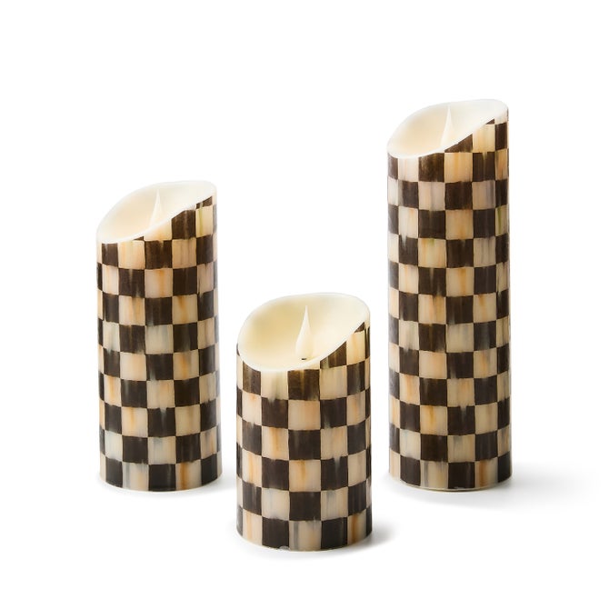 Courtly Check Flameless Candles, Set of 3 image number 1