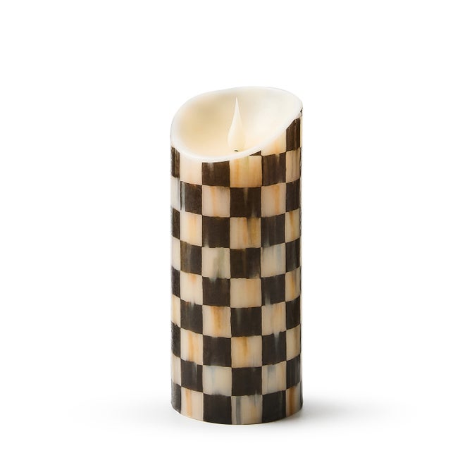 Courtly Check Flameless 7" Pillar Candle image number 1