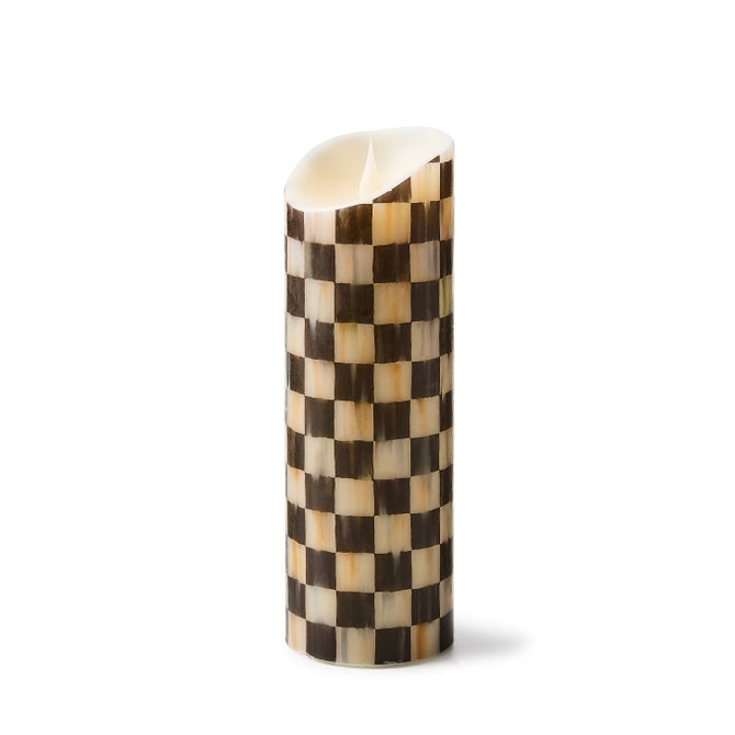 Courtly Check Flameless 9" Pillar Candle image number 1