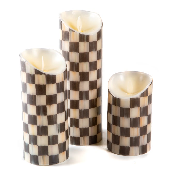 Courtly Check Flameless 9" Pillar Candle image number 1