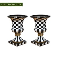 Courtly Check Pedestal Urn, Set of 2