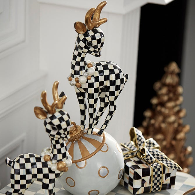 Courtly Check Gold Deary Deer On Ornament image number 1