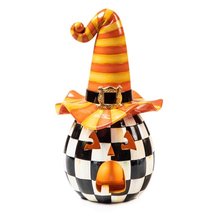 Illuminated Happy Jack Pumpkin with Orange Hat