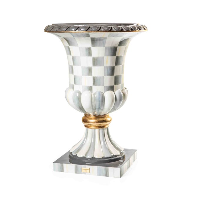 Sterling Check Pedestal Urn image number 0