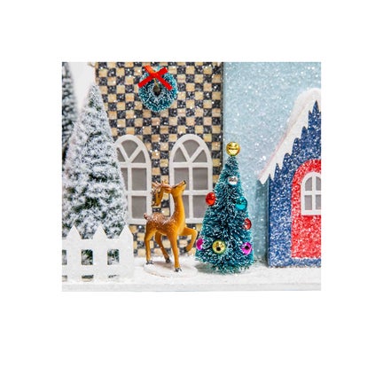 Granny Kitsch Illuminated Village Mantel Arrangement