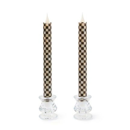 Courtly Check Flameless Dinner Candles, Set of 2