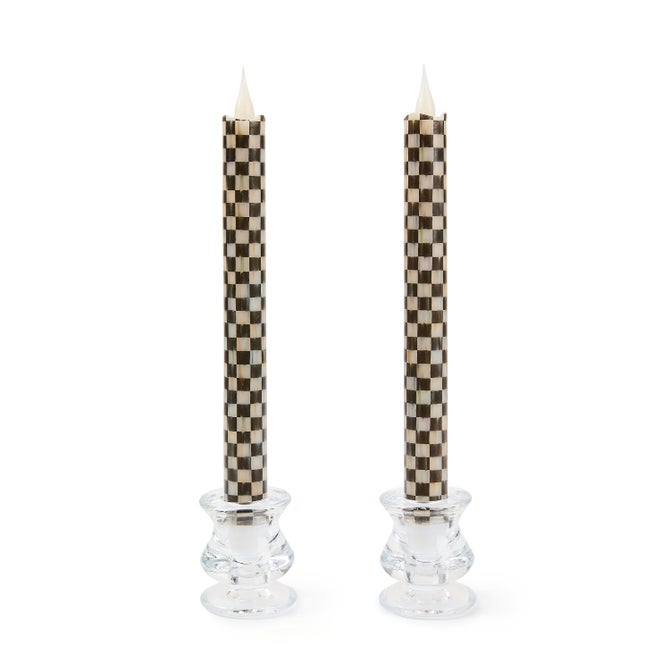 Courtly Check Flameless Dinner Candles, Set of 2 image number 0