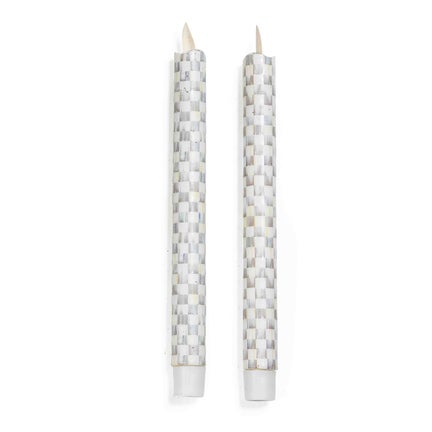 Sterling Check Flameless Dinner Candles, Set of 2