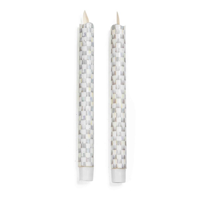 Sterling Check Flameless Dinner Candles, Set of 2 image number 0