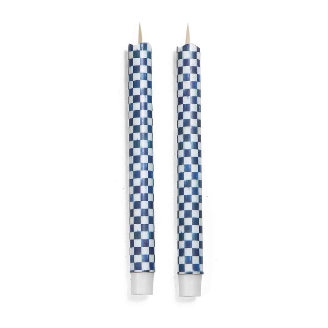 Royal Check Flameless Dinner Candles, Set of 2 image number 0