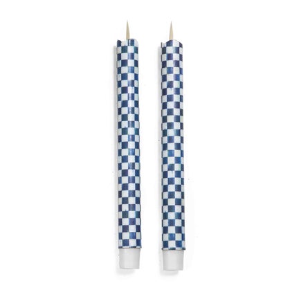 Royal Check Flicker Dinner Candles, Set of 2