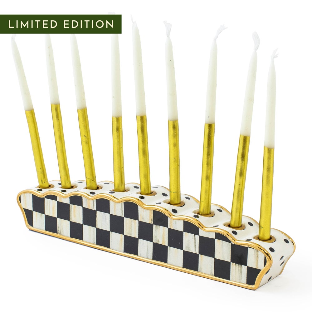Courtly Check Menorah & Gold Hanukkah Candles mackenzie-childs Panama imagen 1