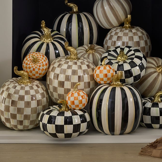 Orange Check Mini Pumpkin image number 1