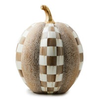 Mocha Check & Block Print Tall Pumpkin