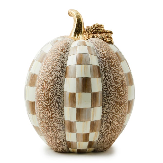 Mocha Check & Block Print Short Pumpkin image number 0