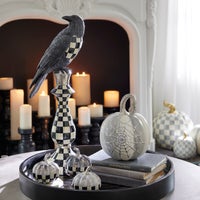 Haunted House Courtly Check Pedestal Crow Figurine
