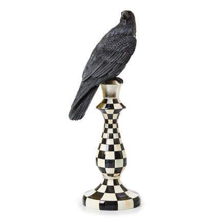 Haunted House Courtly Check Pedestal Crow Figurine