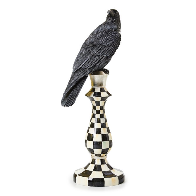Haunted House Courtly Check Pedestal Crow Figurine image number 0