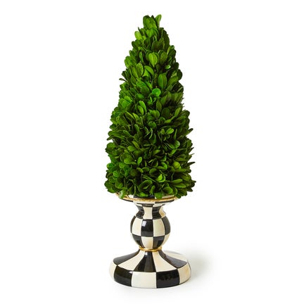 Courtly Check Small Pedestal Boxwood Tree