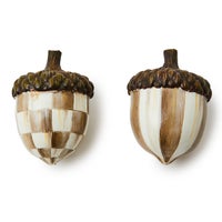 Mocha Check Acorns, Set of 2
