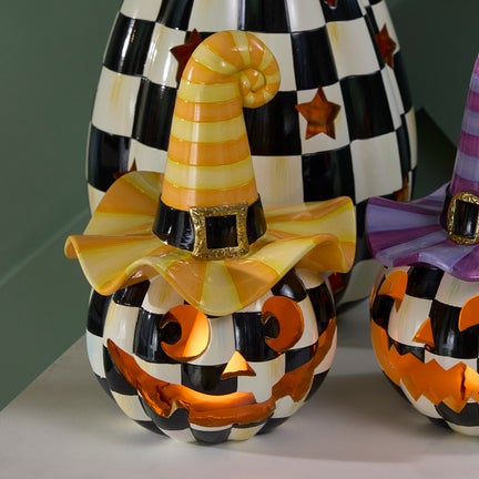 Illuminated Happy Jack Pumpkin with Yellow Hat