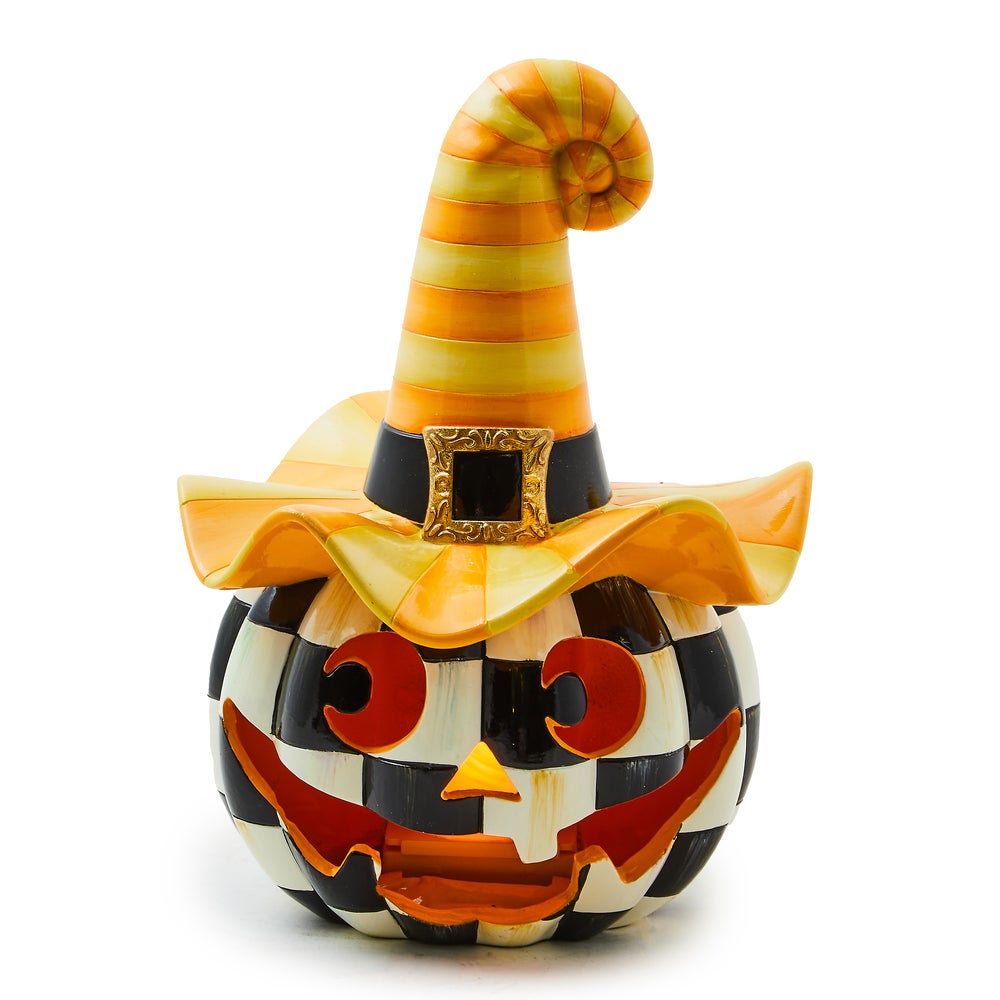 Illuminated Happy Jack Pumpkin with Yellow Hat mackenzie-childs Panama imagen 1