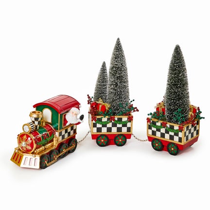 Illuminated Bottle Brush Train Arrangement