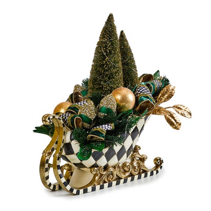Emerald Luxe Illuminated Sleigh Centerpiece