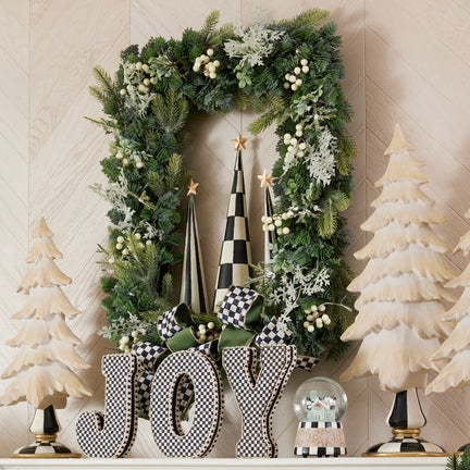 Farmhouse Holiday Illuminated Rectangle Wreath