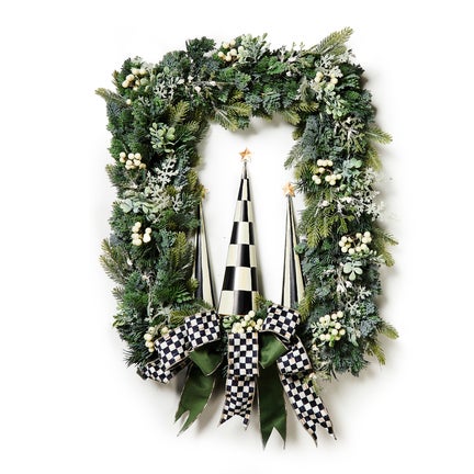 Farmhouse Holiday Illuminated Rectangle Wreath