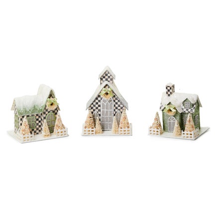 Farmhouse Holiday Illuminated Mini Paper Houses, Set of 3