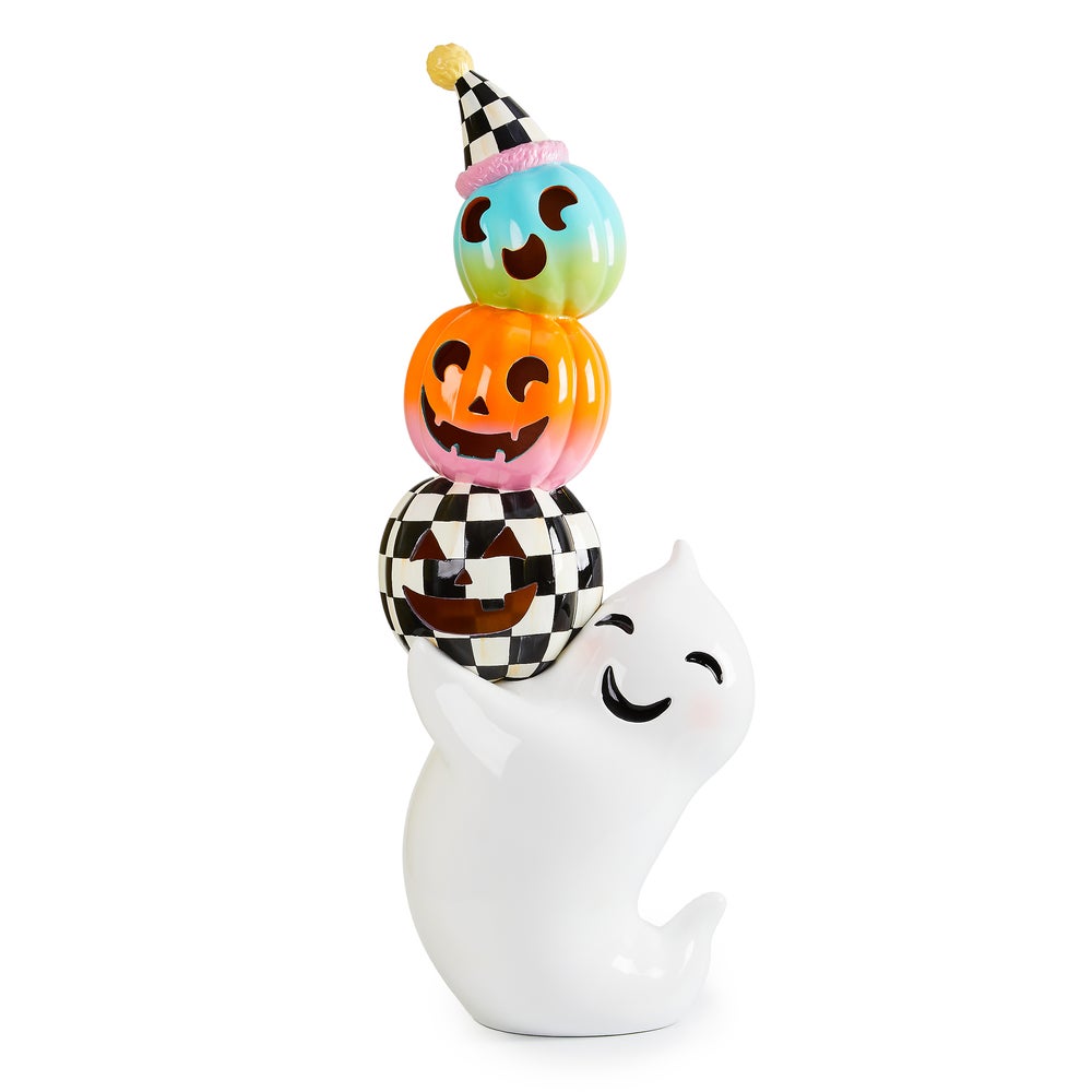 Trick or Treat Illuminated Ghost with Pumpkins Figure mackenzie-childs Panama imagen 1
