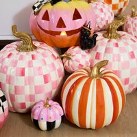 Bubblegum Pink Check Large Pumpkin