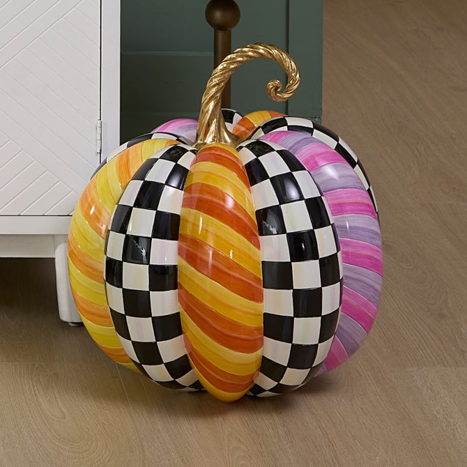Plum & Orange Patchwork Extra Large Pumpkin image number 1