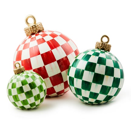 Dark Green Check Tabletop Ornament