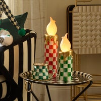 Cozy Christmas Illuminated Red Check Melting Candle