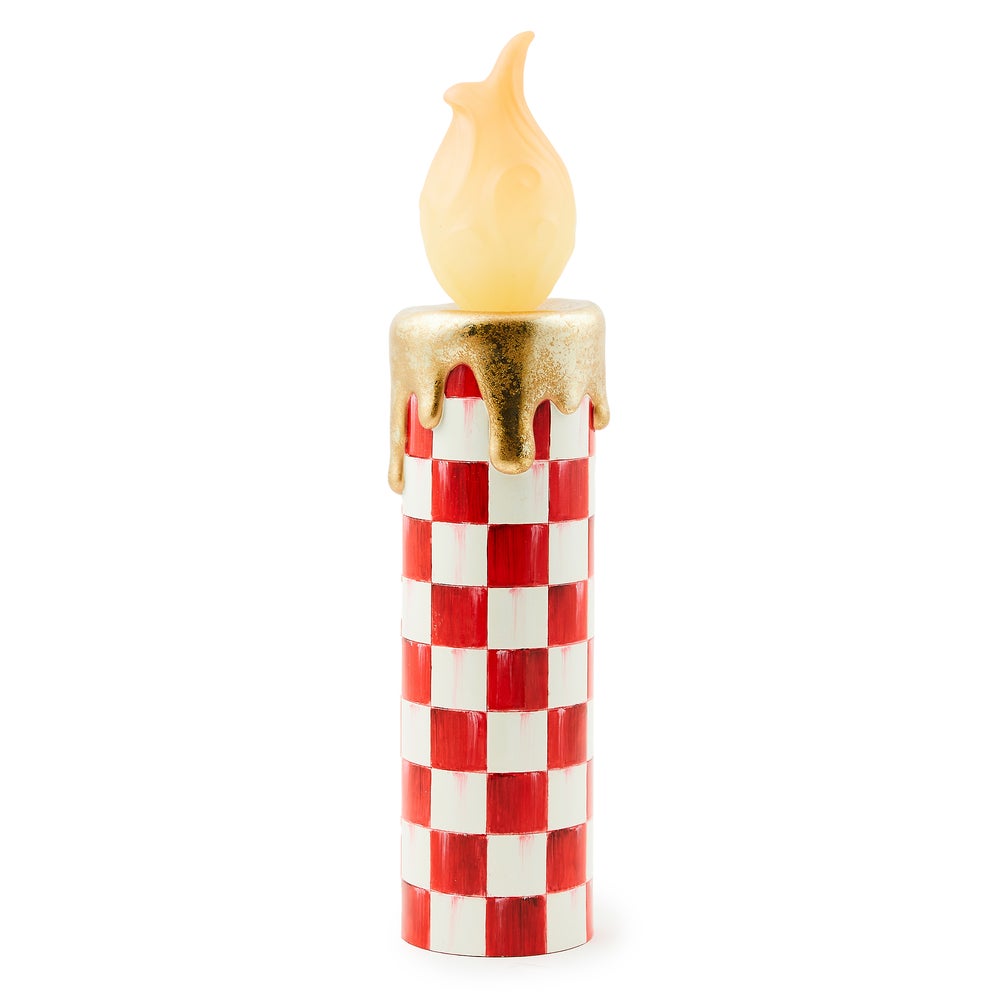 Cozy Christmas Illuminated Red Check Melting Candle mackenzie-childs Panama imagen 1