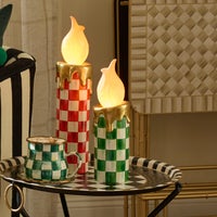 Cozy Christmas Illuminated Green Check Melting Candle