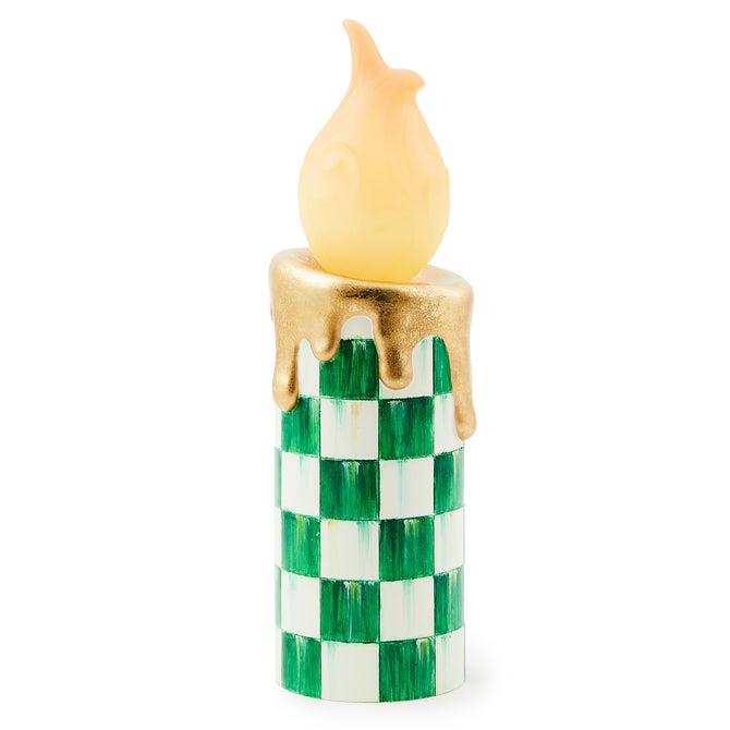 Cozy Christmas Illuminated Green Check Melting Candle image number 0