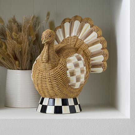 Autumnology Check Basket Weave Turkey Figurine
