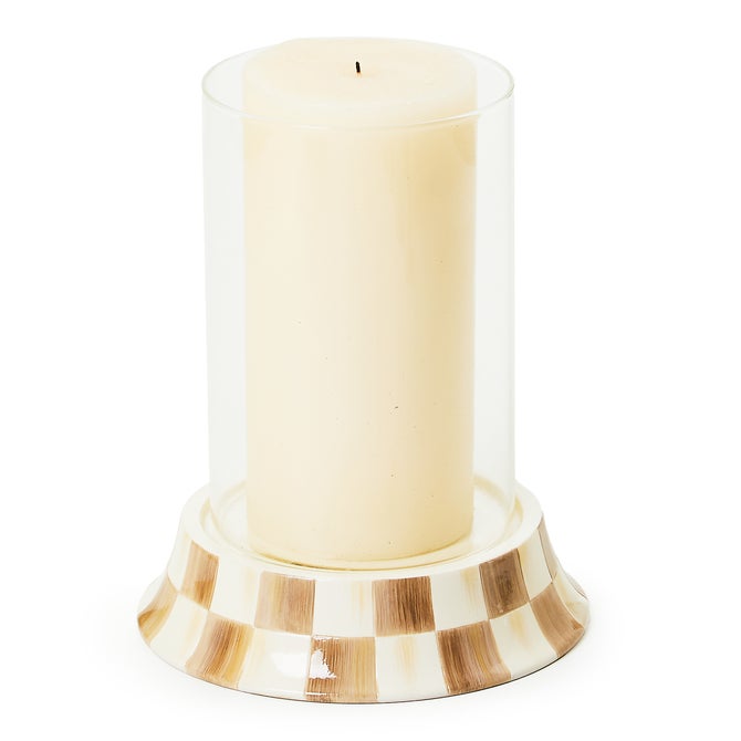 Mocha Check Pillar Glass Candle Holder image number 2