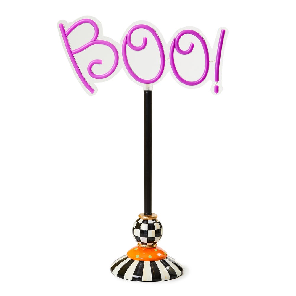 Pedestal Illuminated Neon Boo Sign mackenzie-childs Panama imagen 1