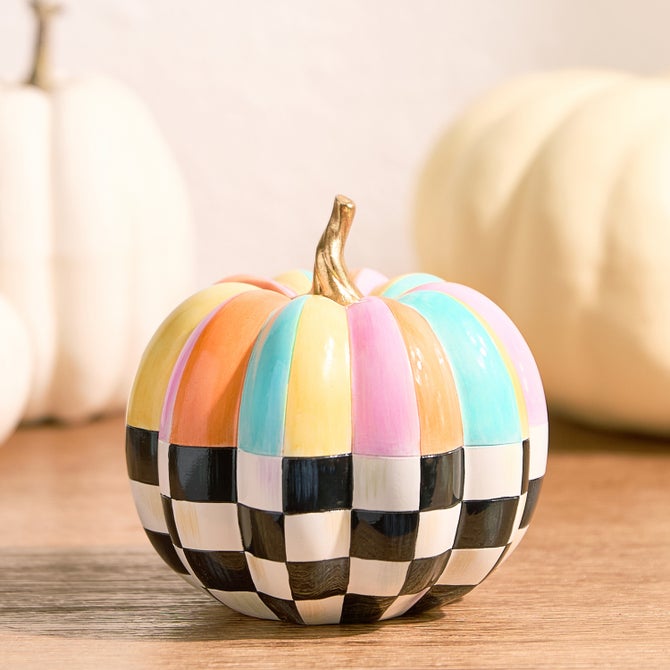 Cotton Candy Mini Check & Stripe Pumpkin image number 1