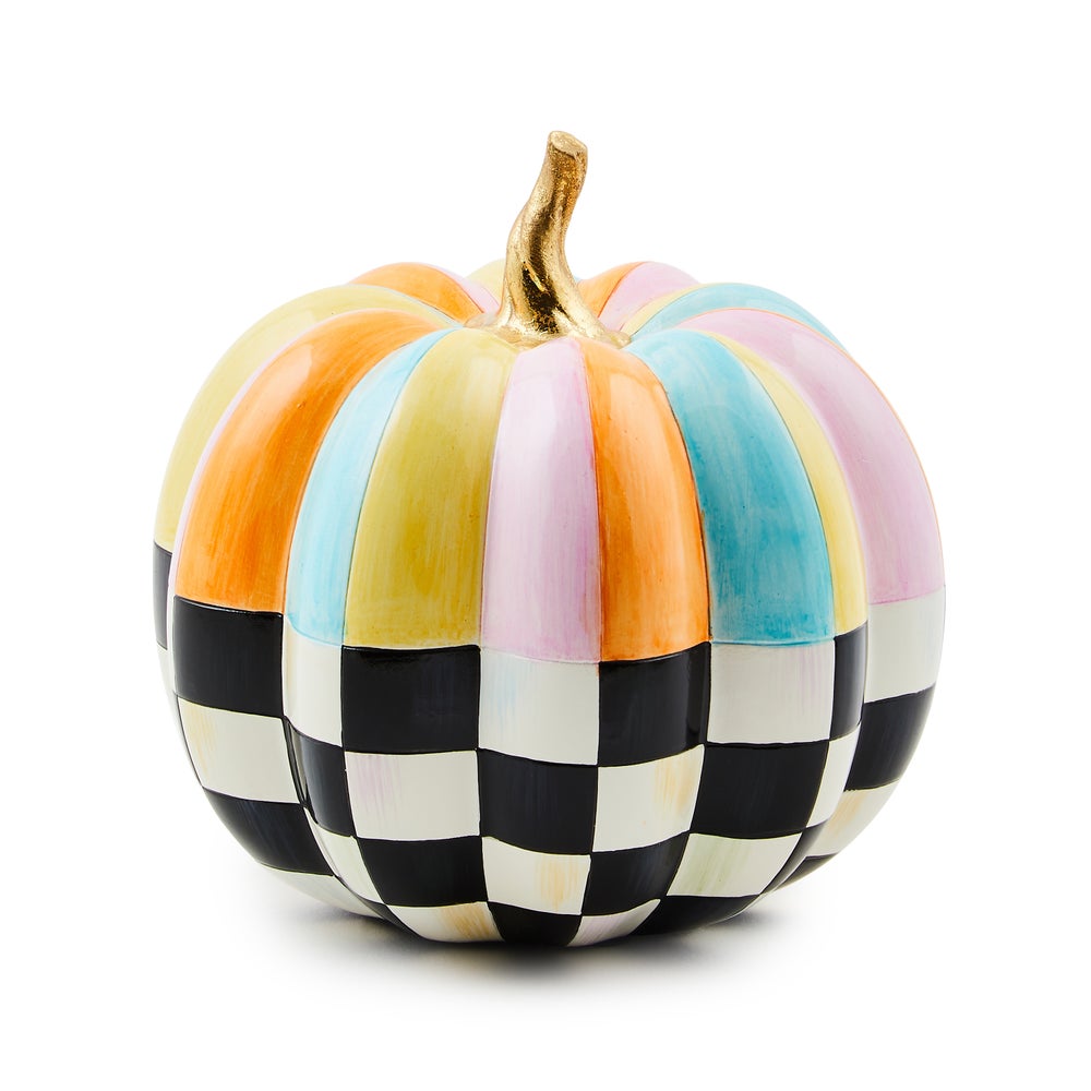 Cotton Candy Mini Check & Stripe Pumpkin mackenzie-childs Panama imagen 1 Cotton Candy Mini Check & Stripe Pumpkin mackenzie-childs Panama imagen 1