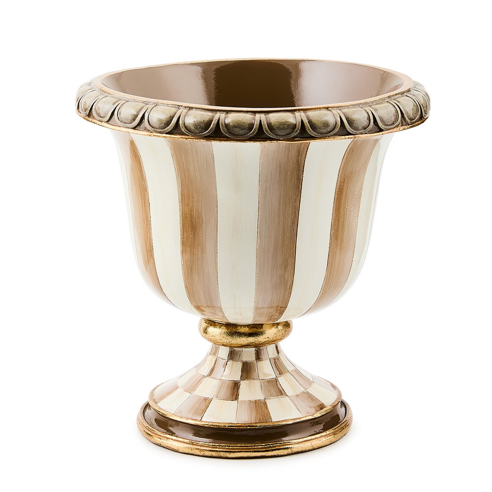 Mocha Stripe Tabletop Urn mackenzie-childs Panama imagen 1 Mocha Stripe Tabletop Urn mackenzie-childs Panama imagen 1