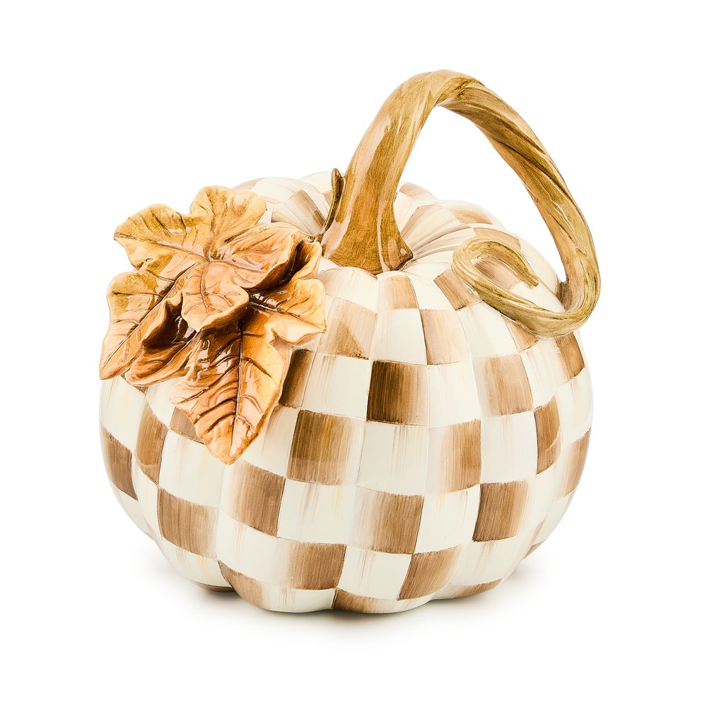 Mocha Check Twisted Stem Pumpkin mackenzie-childs Panama imagen 1 Mocha Check Twisted Stem Pumpkin mackenzie-childs Panama imagen 1