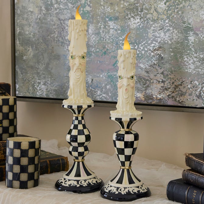 Haunted House Spooky Illuminated Candles, Set of 2 image number 1